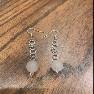 sterling silver rose quartz earrings